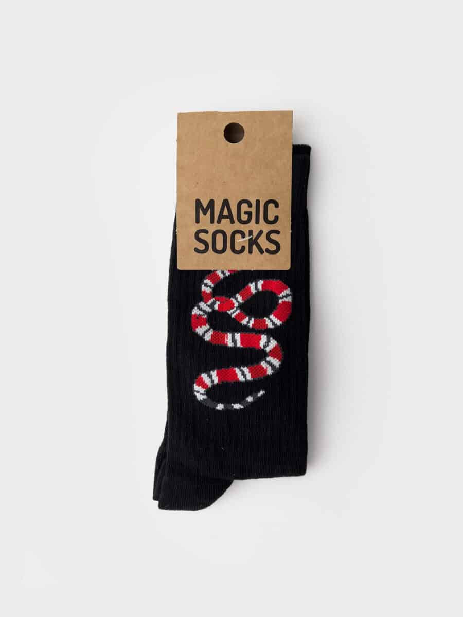 MAGIC SOCKS Calze in spugna unisex tg. unica stampa SNAKE Nero