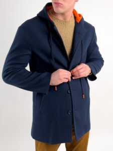 MOD Cappotto con cappuccio e bottoni frontali GP:2033 Blu3