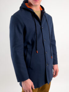 MOD Cappotto con cappuccio e bottoni frontali GP:2033 Blu4