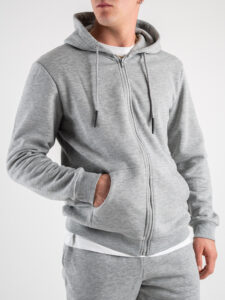 ONLY&SONS Felpa full zip felpata con cappuccio CERES 22018684 Light Grey Melange (4)