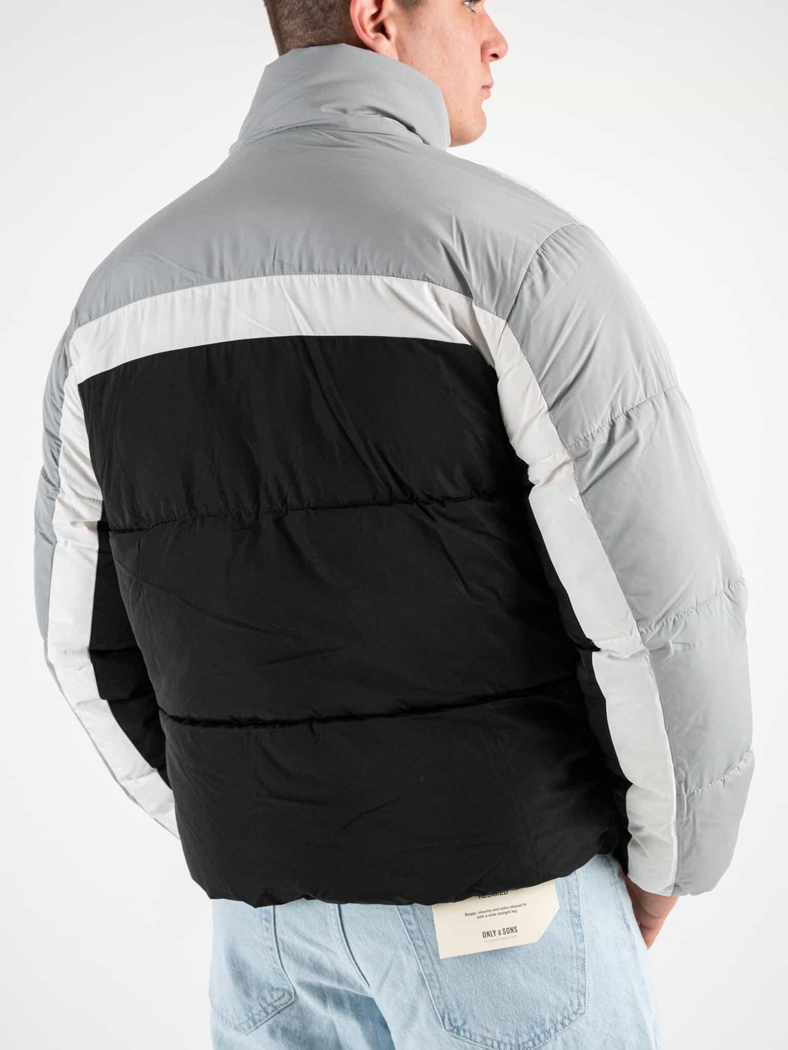 ONLY SONS Piumino imbottito color block EVERETT 22022866 Nero