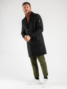 V2 Cappotto slim con zip laterale, polsini e interni scozzesi Nero5