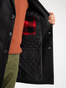 V2 Cappotto slim con zip laterale, polsini e interni scozzesi Nero7