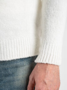 BERNA Maglione girocollo bicolore con greche misto lana 215288 Panna (1)