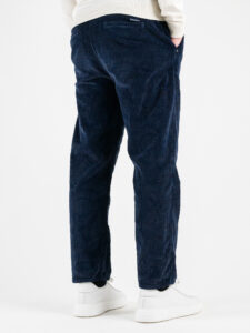BERNA Pantalone damascati in velluto a costine con catenella removibile 215190 Blu (10)