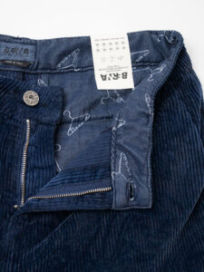 BERNA Pantalone damascati in velluto a costine con catenella removibile 215190 Blu (2)