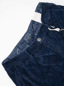BERNA Pantalone damascati in velluto a costine con catenella removibile 215190 Blu (4)