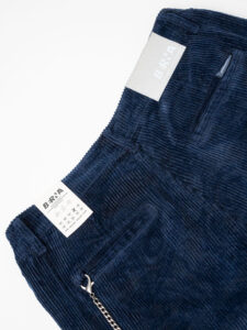 BERNA Pantalone damascati in velluto a costine con catenella removibile 215190 Blu (6)