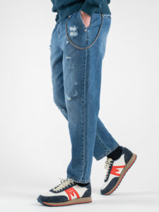 BERNA jeans Jeans cropped morbido di gamba con rotture e catenella removibile 220177 (3)