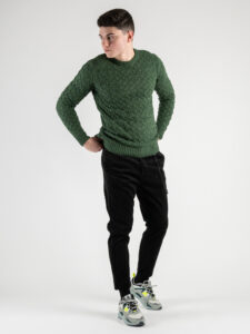 BL11 Maglione girocollo con piccole trecce G50 Verde (3)