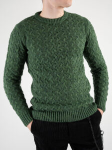 BL11 Maglione girocollo con piccole trecce G50 Verde (7)