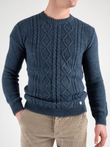 BL11 Maglione girocollo con trecce e greche centrali GAVIN Denim (5)
