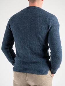 BL11 Maglione girocollo con trecce e greche centrali GAVIN Denim (6)