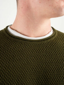 BL11 Maglione girocollo misto lana lavorato BELLINI Militare3