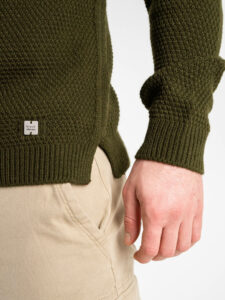 BL11 Maglione girocollo misto lana lavorato BELLINI Militare4