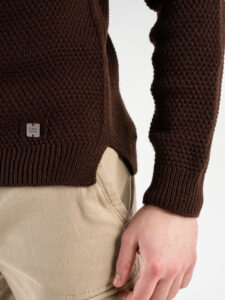 BL11 Maglione girocollo misto lana lavorato BELLINI Moro2