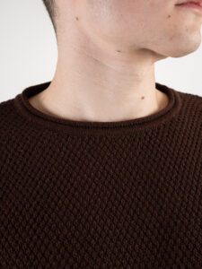 BL11 Maglione girocollo misto lana lavorato BELLINI Moro3