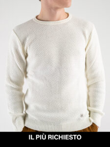 BL11 Maglione girocollo misto lana lavorato BELLINI Panna richiesto