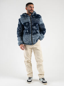 IMPERIAL Giubbotto teddy in fantasia bandana con zip e cappuccio U3025435 Blu (6)