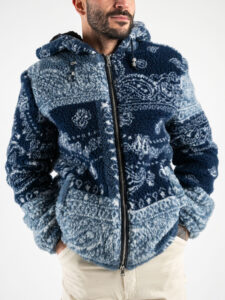 IMPERIAL Giubbotto teddy in fantasia bandana con zip e cappuccio U3025435 Blu (7)