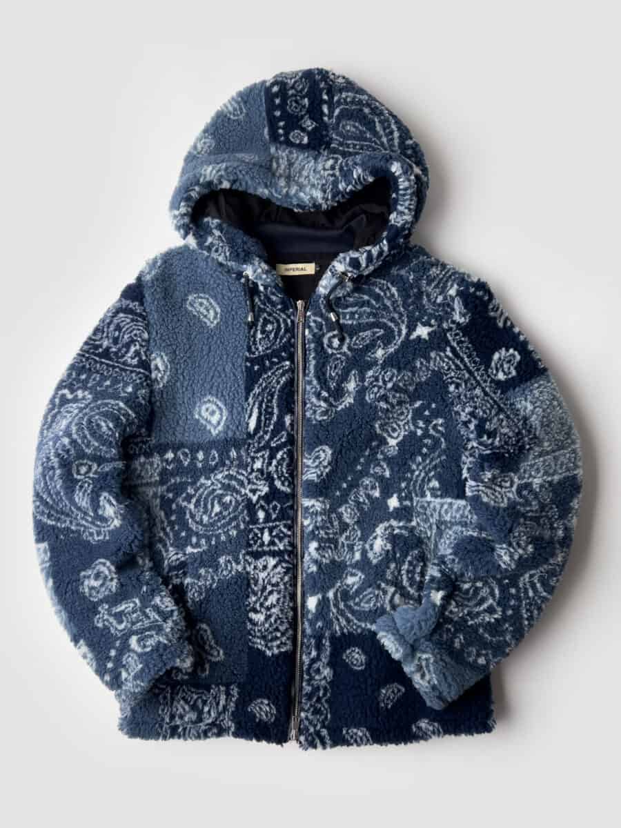 IMPERIAL Giubbotto teddy in fantasia bandana con zip e cappuccio U3025435 Blu