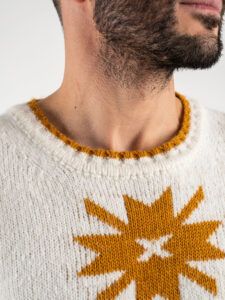 IMPERIAL Maglione girocollo di natale con fiocchi di neve misto lana M3614STEFF Panna (4)