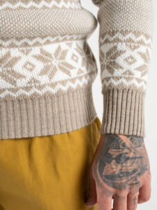 IMPERIAL Maglione girocollo di natale con greche misto lana M3614STAR CammelloPanna (1)