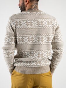 IMPERIAL Maglione girocollo di natale con greche misto lana M3614STAR CammelloPanna (4)