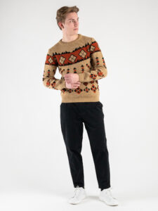 IMPERIAL Maglione girocollo in fantasia M3614MAIA Cammello (2)