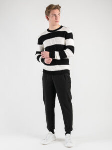IMPERIAL Maglione girocollo rigato con greca centrale tg.unica M553U207 BiancoNero (2)