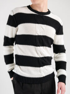 IMPERIAL Maglione girocollo rigato con greca centrale tg.unica M553U207 BiancoNero (3)