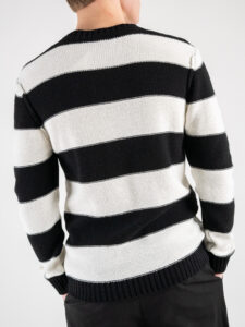 IMPERIAL Maglione girocollo rigato con greca centrale tg.unica M553U207 BiancoNero (4)