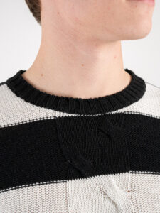 IMPERIAL Maglione girocollo rigato con greca centrale tg.unica M553U207 BiancoNero (5)