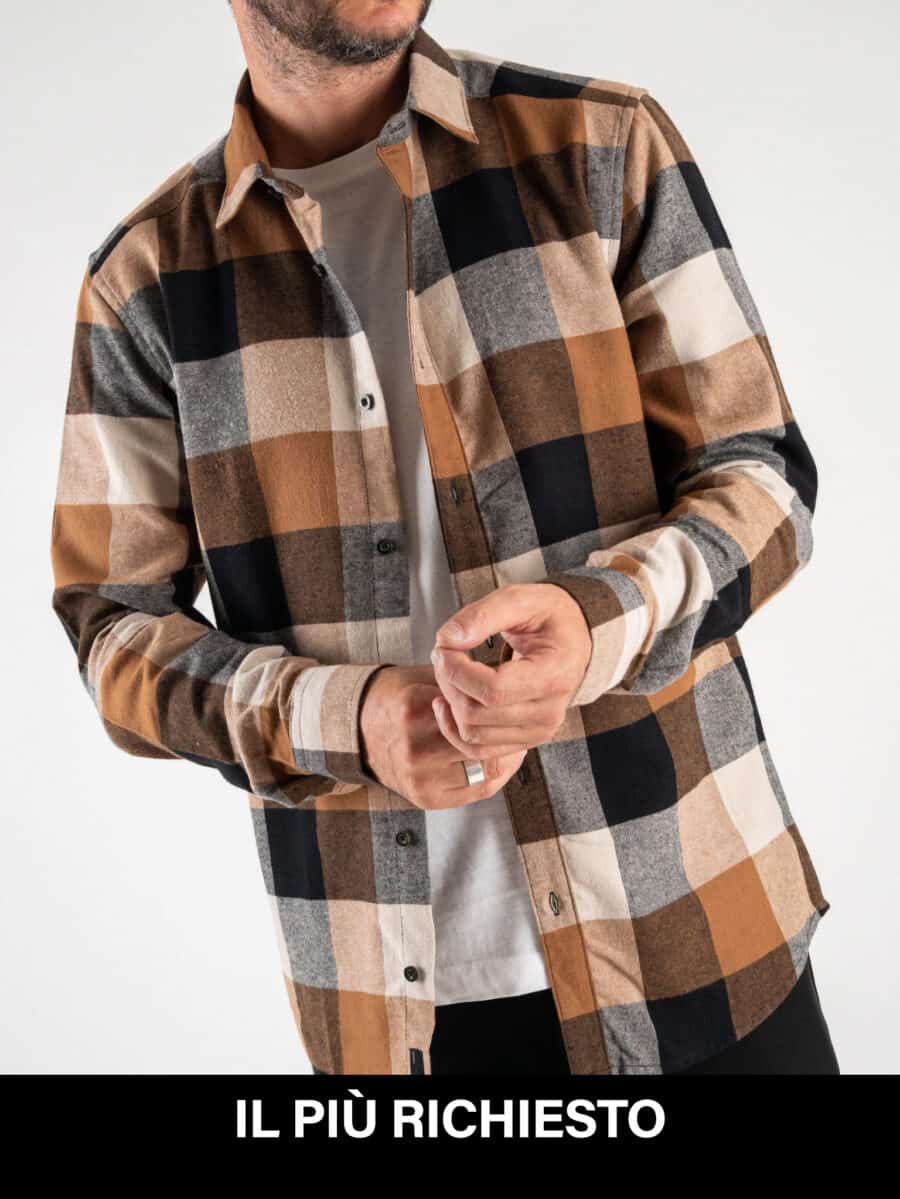 ONLY&SONS Camicia in flanella a quadri GUDMUND 3T 22020301 Silver Lining
