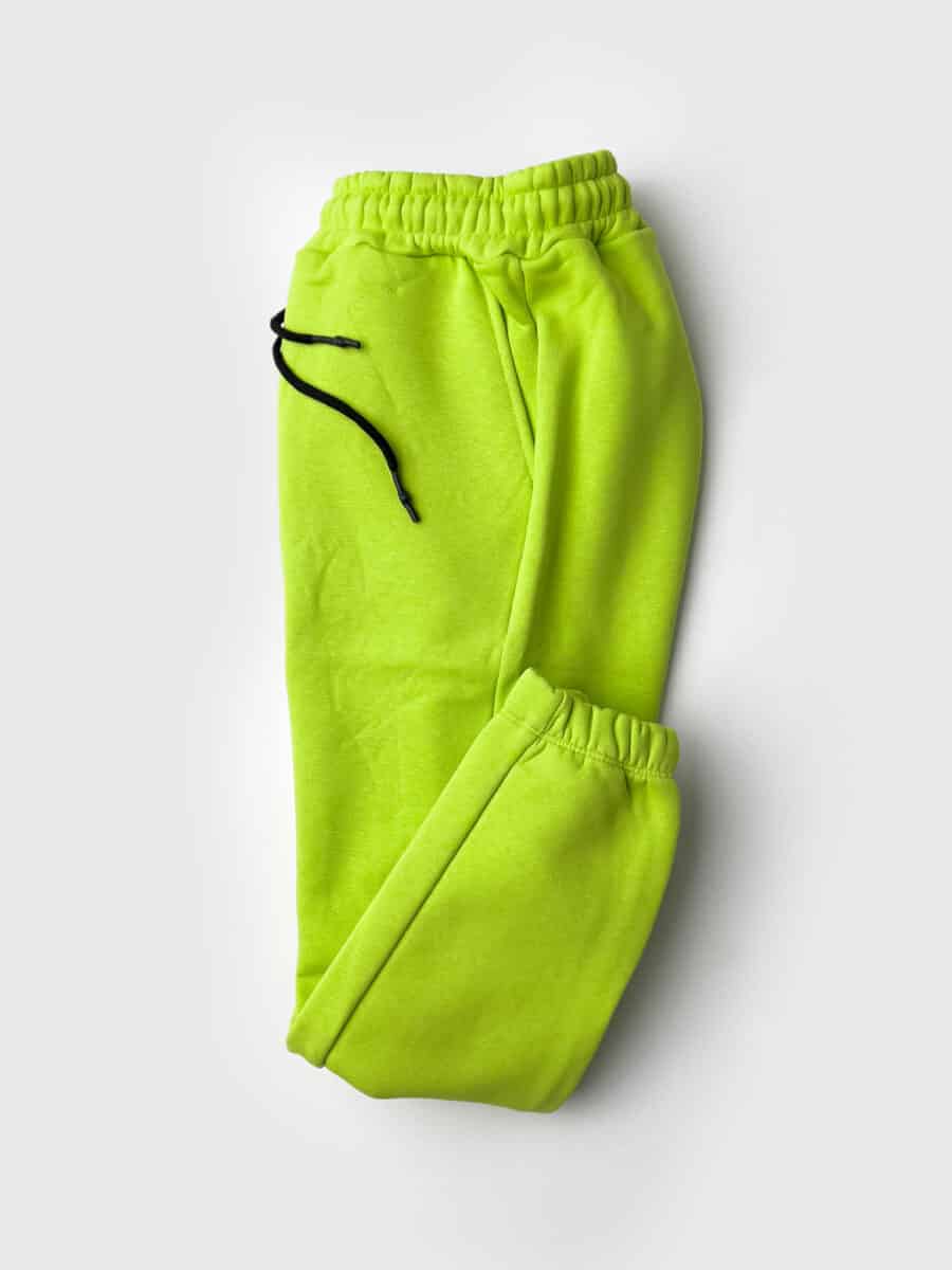 Pantalone tuta felpato con polsini M-32022 Giallo fluo