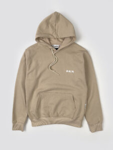 BERNA Felpa oversize garzata con cappuccio e logo sul cuore Avorio