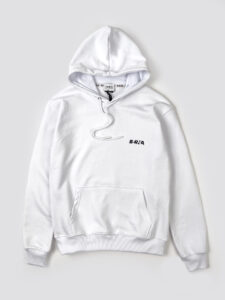BERNA Felpa oversize garzata con cappuccio e logo sul cuore Bianca