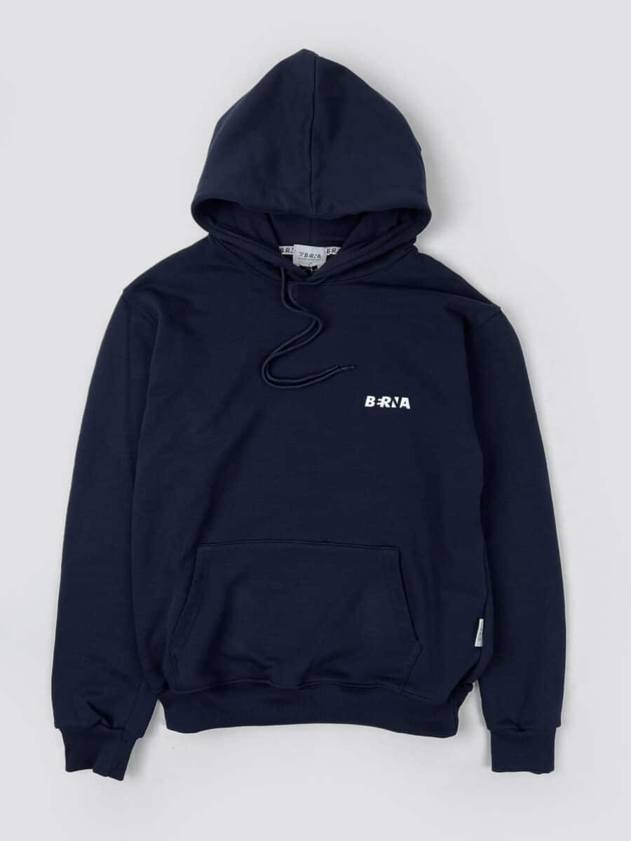 BERNA Felpa garzata con cappuccio e logo sul cuore Blu