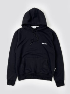 BERNA Felpa oversize garzata con cappuccio e logo sul cuore Nera