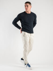 BERNA Pantalone chinos slim PE Panna (4)