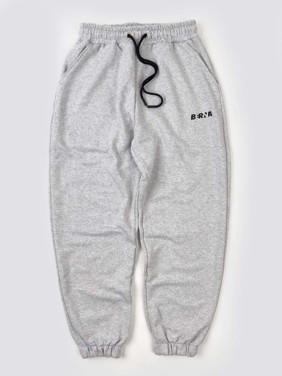 BERNA Pantalone tuta garzato leggero con polsini Grigio