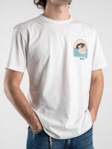 BERNA T-shirt in cotone stondata con stampa fenicottero salvagente fronteretro 230178 Panna (1)