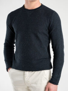 BL11 Maglione girocollo leggero a nido d’ape bottonato 11BL402G7 Blu (1)