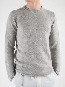 BL11 Maglione girocollo leggero a nido d’ape bottonato 11BL402G7 Perla1