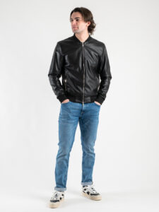GIANNI LUPO Bomber in ecopelle con polsini e collo in maglia GL9731L Nero (8)