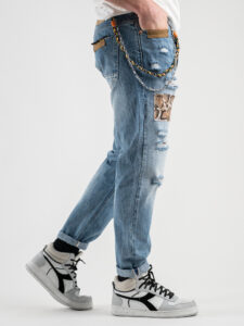 GIANNI LUPO Jeans con rotture e pacth animalier GL6161Q denim10