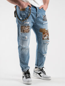 GIANNI LUPO Jeans con rotture e pacth animalier GL6161Q denim11