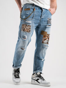 GIANNI LUPO Jeans con rotture e pacth animalier GL6161Q denim6