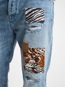 GIANNI LUPO Jeans con rotture e pacth animalier GL6161Q denim7