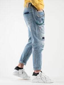 GIANNI LUPO Jeans con rotture e toppe con catenella removibile GL6153Q Azzurro3